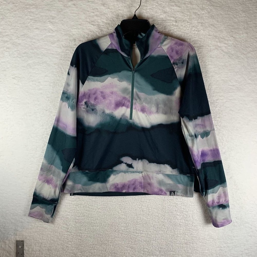 Alpine‎ Design Shirt Women's M 1/4 Zip Clouds Lilac Field Knit Polyester 7123